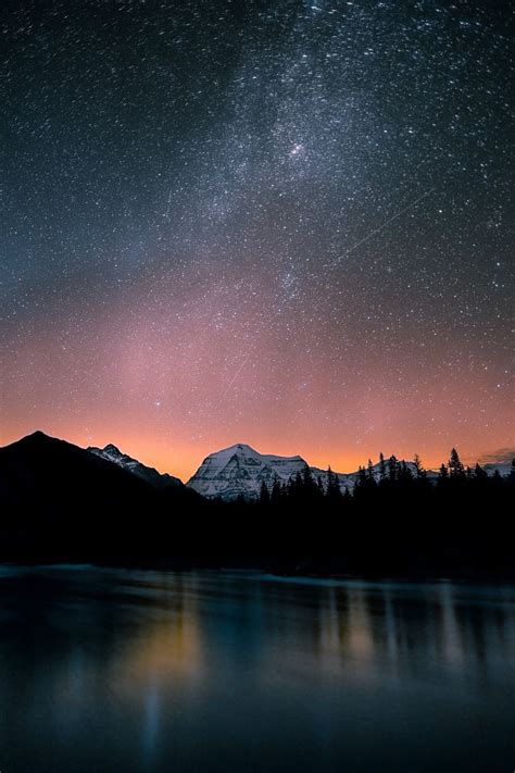 Download wallpaper 800x1200 lake, mountains, night, starry sky, dark ...