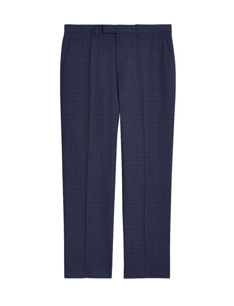 Buy Regular Fit Check Stretch Suit Trousers at Marks & Spencer