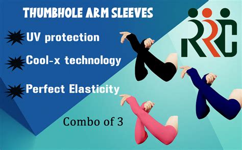 RRC Thumbhole Arm Sleeves - Black, Pink and Navyblue (Pack of 3) Combo ...