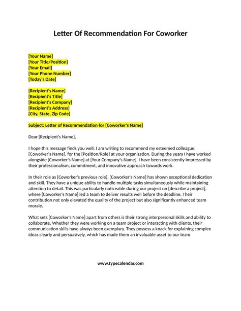 35+ Free Printable Letter Of Recommendation For Co-Worker Templates