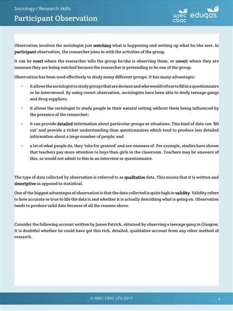 Image result for Participant Observation Question