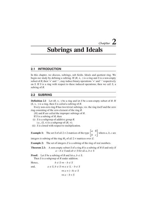 322 Sample-Chapter - Eco notes - Subrings and Ideals 2 INTRODUCTION In ...
