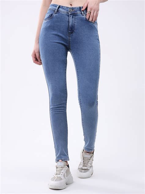 Buy Women Blue Solid Slim Fit Denim Online in India - Monte Carlo