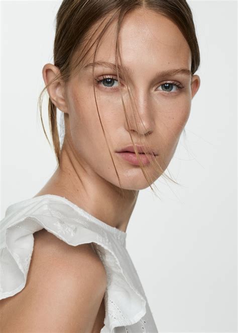 Ruffled cotton top - Women | MANGO USA