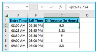 Excel Time Calculation 的图像结果