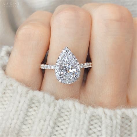 Teardrop Halo Engagement Rings at Guillermo Wilbur blog