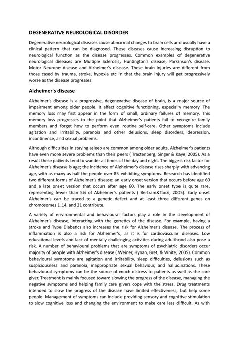 Degenerative Neurological Disorder - DEGENERATIVE NEUROLOGICAL DISORDER ...