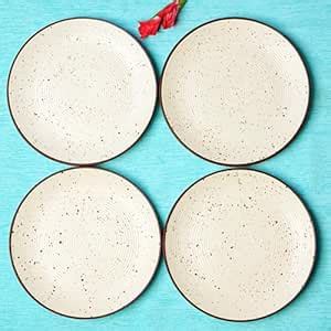 Buy Freakway Cream Ribbed Stoneware Dinner Plates 10.6 Inch Set of 4 Pcs Ceramic Plates for ...