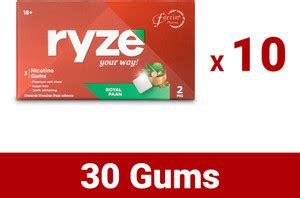 Ryze Nicotine Gum 2mg Royal Paan (30 Gums) Smoking Cessations Smoking ...