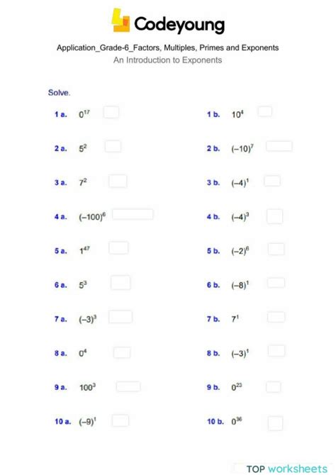 Image result for Exponents Beginner Worksheets