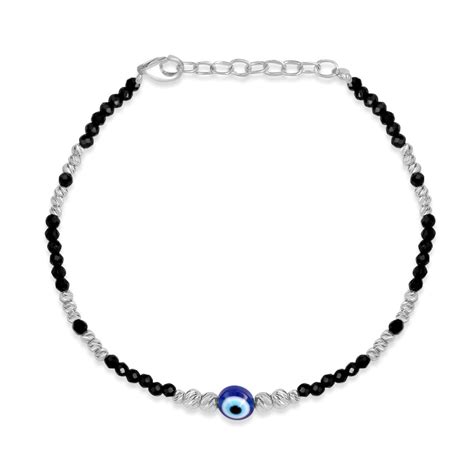 Protective Charm Rhodium Plated 925 Sterling Silver Evil Eye Bracelet ...