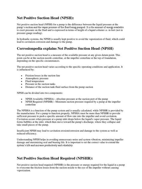 Image result for Net Positive Suction Head Explained