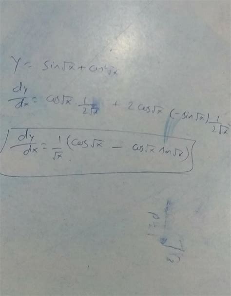 Find derivative of sin√x+ cos²√x - Brainly.in