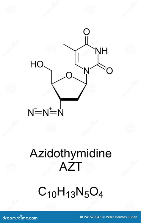 Zidovudine Molecule 3d, Molecular Structure, Ball And Stick Model, Structural Chemical Formula ...
