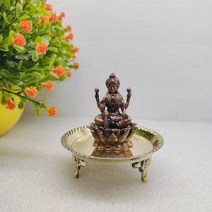 RAMA METAL COPPER LAKSHMI DEVI STATUE & CHOWKI Decorative Showpiece - 5 ...