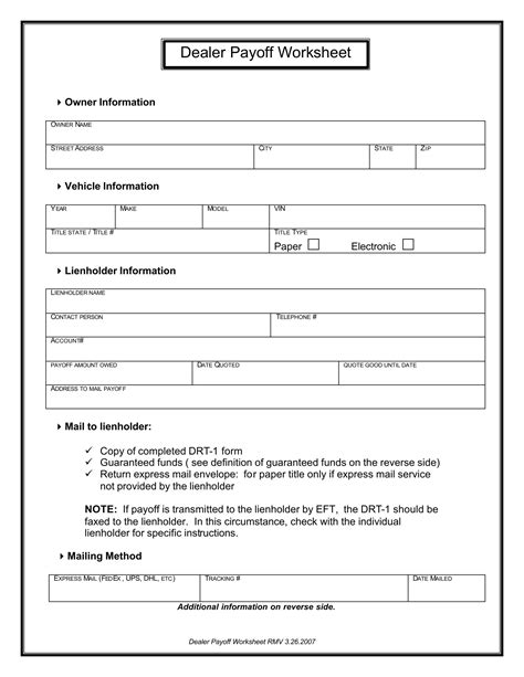 Dealer Payoff Form ≡ Fill Out Printable PDF Forms Online