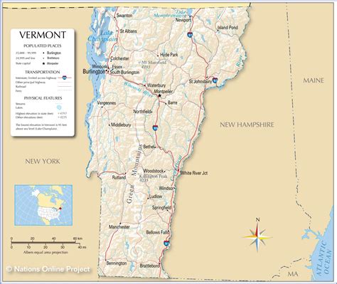 Map of the State of Vermont, USA - Nations Online Project