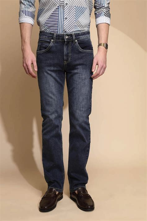 Blue Solid Cotton Blend Jeans – Global Republic