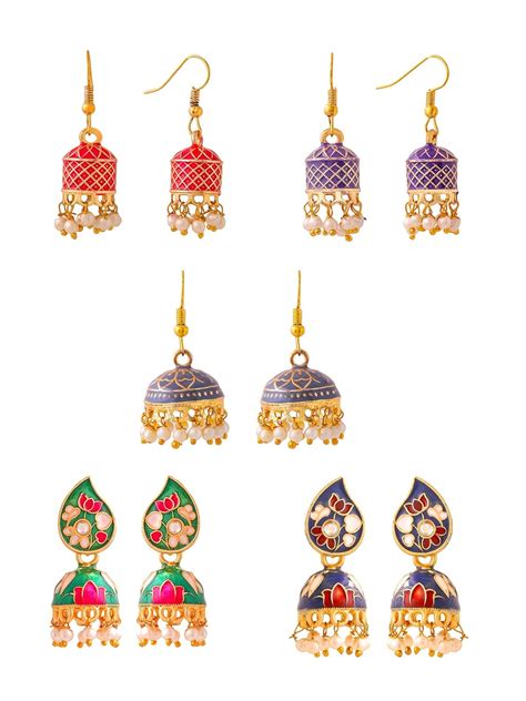 Yellow Chimes Meenakari Jhumka Earrings for Women | Traditional Jhumki ...