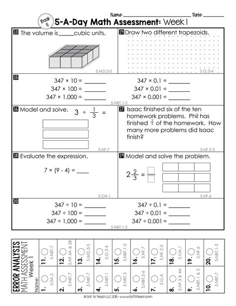 5th Grade Math Assessment Printable - Free Printable Worksheet