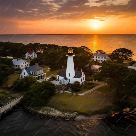 Premium AI Image | aerial view of ocracoke lighthouse on ocracoke ...