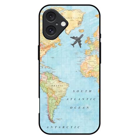 Travel Map iPhone 16 Plus Glass Back Cover - Flat 35% Off On iPhone 16 ...