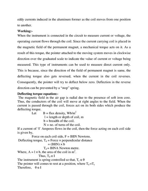 Deflecting torque equation - eddy currents induced in the aluminum ...