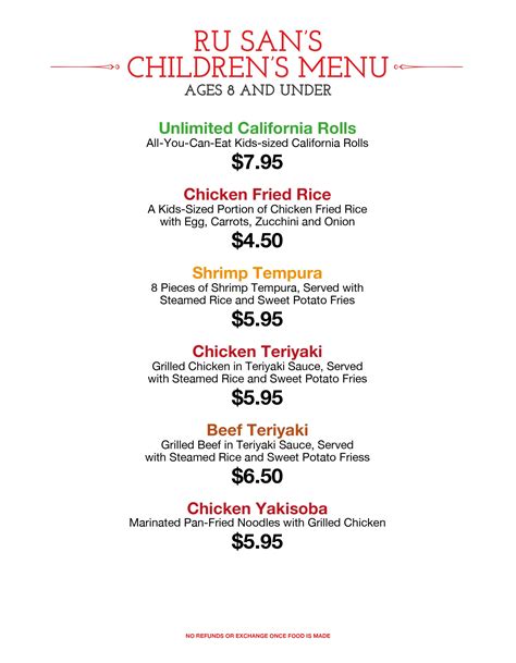 Ru San's Menu - Rusan's Kennesaw Japanese Food & Sushi