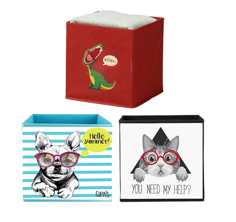 House of Quirk Set of 3 Foldable Fabric Basket Bin, Collapsible Storage ...