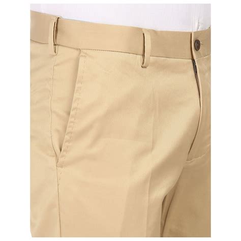 Buy Arrow Men Light Khaki Madison Fit Solid Formal Trousers Online