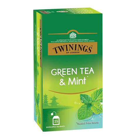Twinings Green Tea & Mint, 25 Teabags, Green Tea, Cool & Refreshing ...
