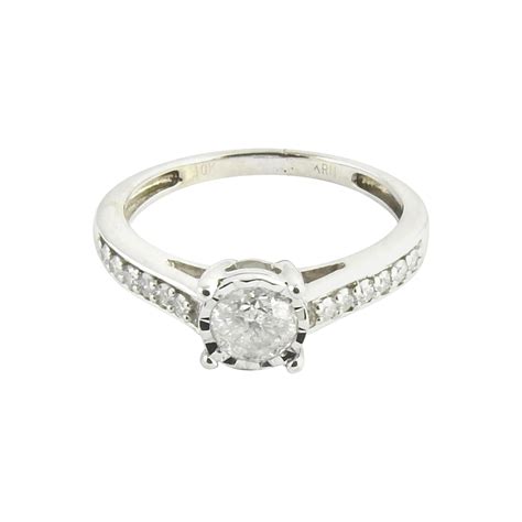 10 Karat White Gold Diamond Engagement Ring For Sale at 1stDibs | .03 ...