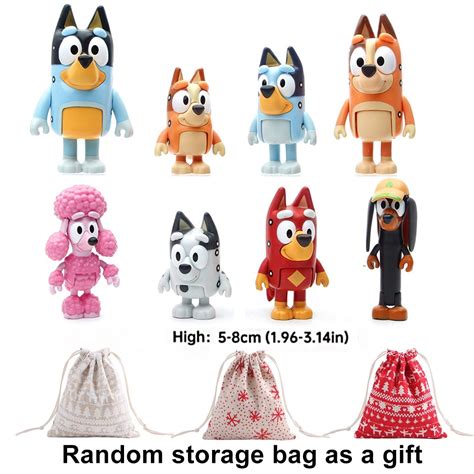 Buy Bluey Family and Friends 3 Action Figures 8-Pack, Bluey, Bingo ...