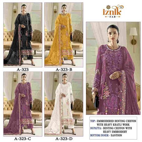 IZNIK 323 COLOURS BY IZNIK FAB 323-A TO 323-D SERIES DESIGNER PAKISTANI ...