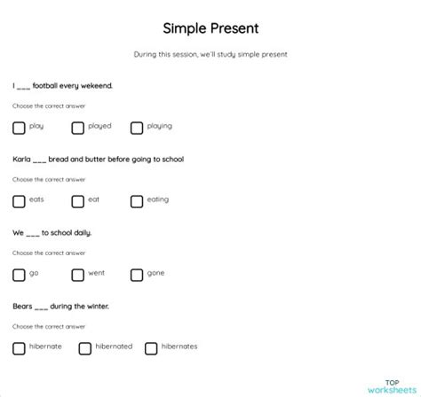 Image result for Free Printable Worksheet Simple Present