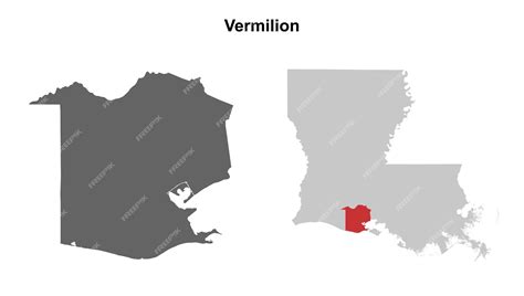 Premium Vector | Vermilion Parish Louisiana blank outline map set