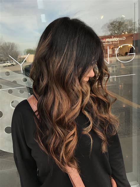 brunette balayage on dark hair