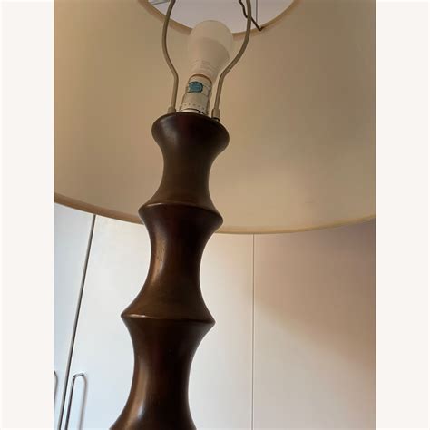 Wood Spindle Floor Lamp with White Shade - AptDeco