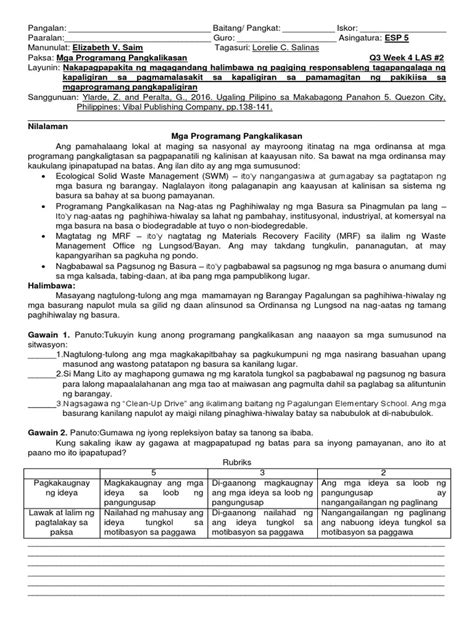 Image result for ESP 5 Quarter 4 Week 1 Module