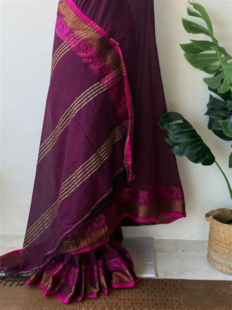 Vikhadi weaving border cotton saree – VIKA Boutique