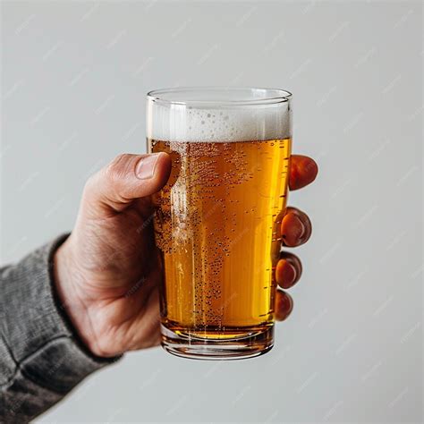 Premium Photo | A hand holding a pint of blond beer freshly served over ...