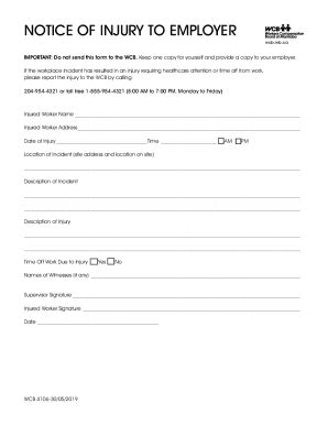 Fillable Online Notice of Injury to Employer - Workers Compensation ...