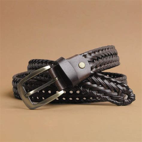 Braided Leather Belt - Dark Brown - Leather Gallery