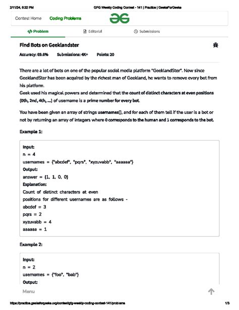 Current - fnh - 8:32 PM GFG Weekly Coding Contest 141 I Practice ...