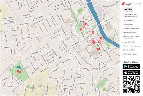 Tourist Map Of Downtown Nashville - Nashville Downtown Map map of nashville attractions and hotels - map of downtown nashville tennessee