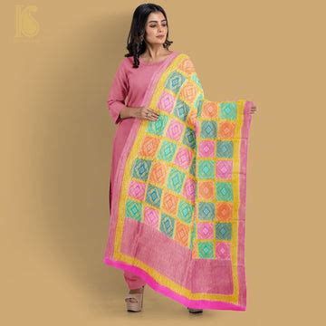 Pink Pure Georgette Banarasi Dupatta with Woven Dots – Khinkhwab