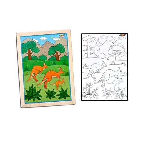 Buy Kidken Kangaroo Family Jigsaw Puzzle With Colouring Sheet ...