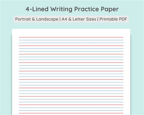 Buy 4-lined Writing Practice Paper | Handwriting Penmanship Calligraphy ...