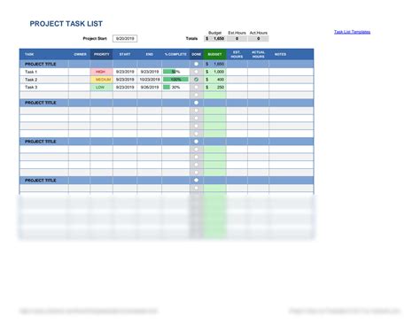 Image result for Project Task List