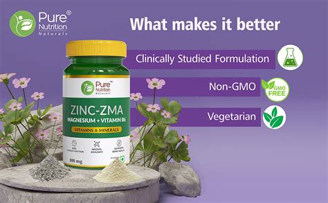 Pure Nutrition Zinc ZMA – 60 Veg Tablets | 800mg Zinc, Magnesium ...